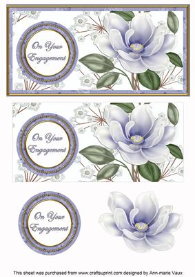 Pale Blue Magnolia Your Engagement Dl Decoupage Topper