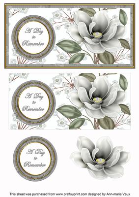 Silver Magnolia Day to Remember Dl Decoupage Topper