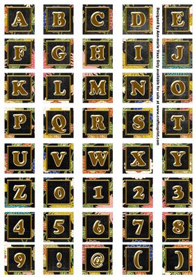 Black Oriental Lotus Colour Alphabet Embellishment Sheet