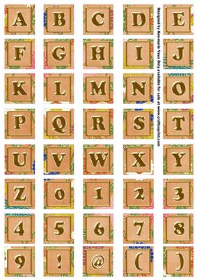 Borange Oriental Lotus Colour Alphabet Embellishment Sheet