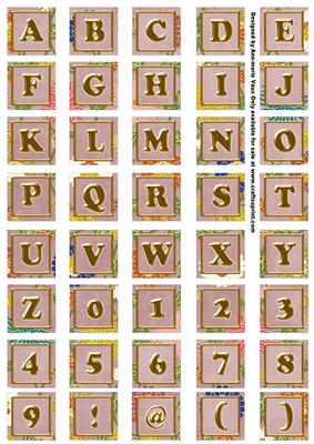Duskypink Oriental Lotus Colour Alphabet Embellishment Sheet