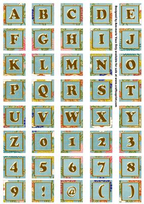 Duskyteal Oriental Lotus Colour Alphabet Embellishment Sheet
