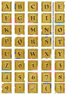 Gold Oriental Lotus Colour Alphabet Embellishment Sheet