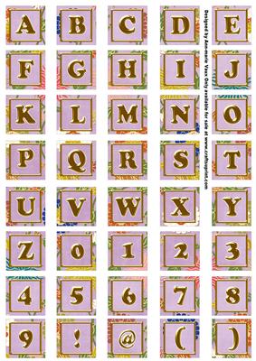 Lilac Oriental Lotus Colour Alphabet Embellishment Sheet