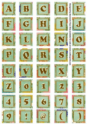 Mid Green Oriental Lotus Colour Alphabet Embellishment Sheet