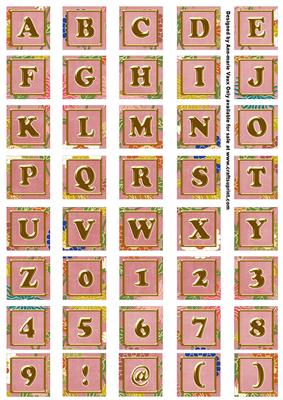 Pink Oriental Lotus Colour Alphabet Embellishment Sheet