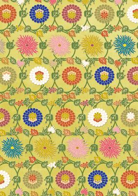Lemon Oriental Lotus Colour A4 Backing Paper