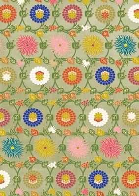 Olive Oriental Lotus Colour A4 Backing Paper