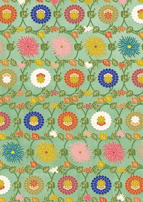 Mid Green Oriental Lotus Colour A4 Backing Paper