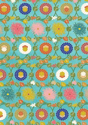 Teal Oriental Lotus Colour A4 Backing Paper