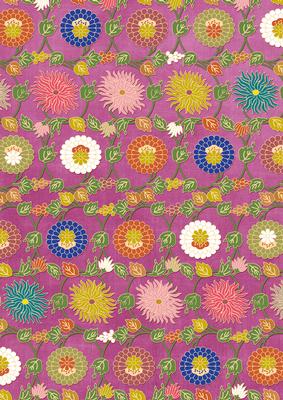 Cerise Oriental Lotus Colour A4 Backing Paper