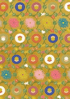 Gold Oriental Lotus Colour A4 Backing Paper