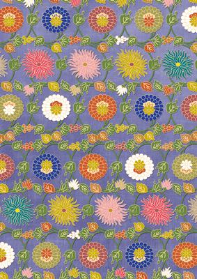 Dark Blue Oriental Lotus Colour A4 Backing Paper