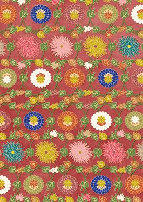 Dark Red Oriental Lotus Colour A4 Backing Paper