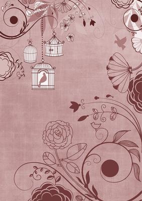 Dusky Pink Retro Birdcage A4 Backing Paper