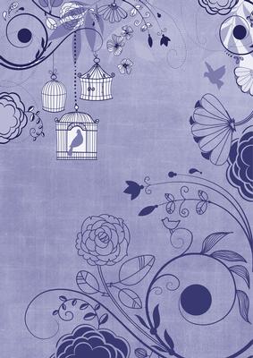 Blue Retro Birdcage A4 Backing Paper