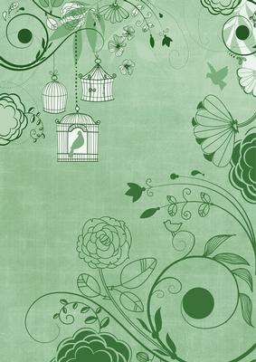 Mid Green Retro Birdcage A4 Backing Paper
