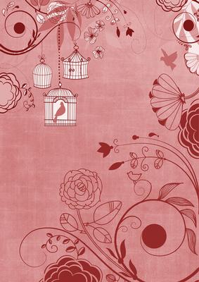 Pink Retro Birdcage A4 Backing Paper