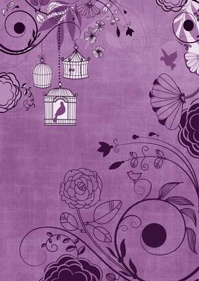 Purple Retro Birdcage A4 Backing Paper