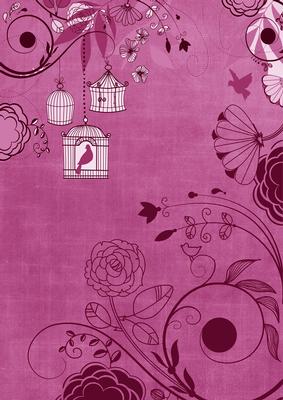 Cerise Retro Birdcage A4 Backing Paper