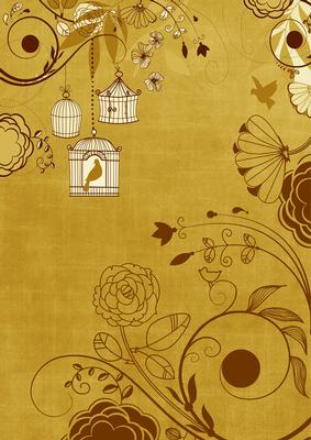 Gold Retro Birdcage A4 Backing Paper