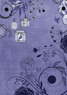 Dark Blue Retro Birdcage A4 Backing Paper