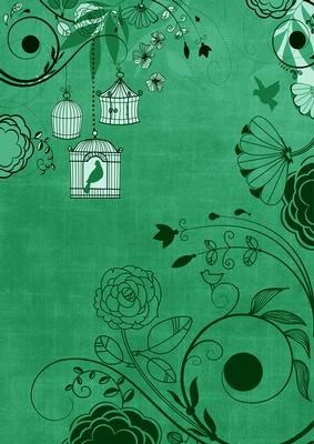 Dark Green Retro Birdcage A4 Backing Paper