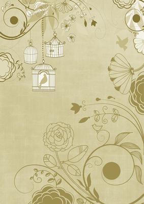 Cream Retro Birdcage A4 Backing Paper