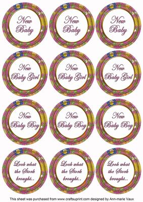 Cerise Lotus Colour New Baby Mix Sentiment Sheet
