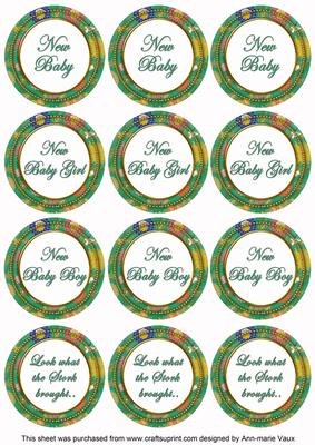 Dark Green Lotus Colour New Baby Mix Sentiment Sheet