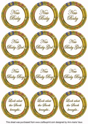 Gold Lotus Colour New Baby Mix Sentiment Sheet