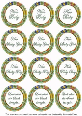 Mid Green Lotus Colour New Baby Mix Sentiment Sheet