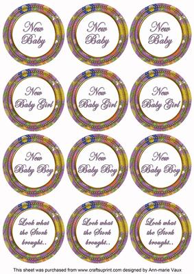 Purple Lotus Colour New Baby Mix Sentiment Sheet