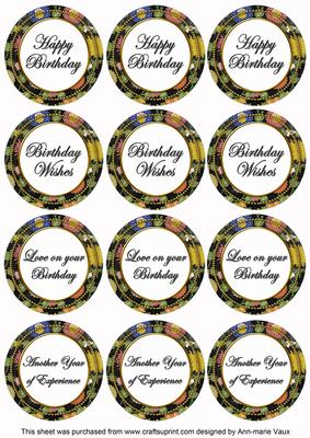 Black Lotus Colour Birthday Mix Sentiment Sheet