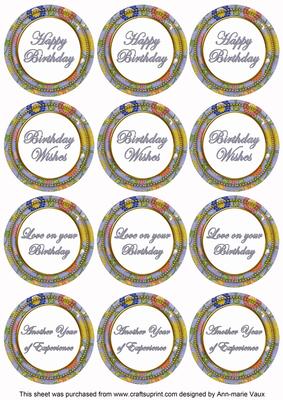 Blue Lotus Colour Birthday Mix Sentiment Sheet