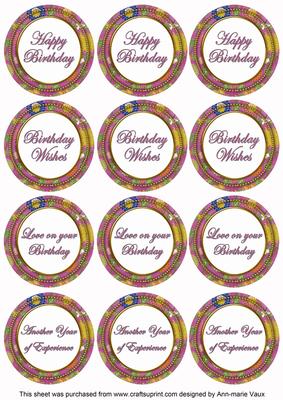 Cerise Lotus Colour Birthday Mix Sentiment Sheet
