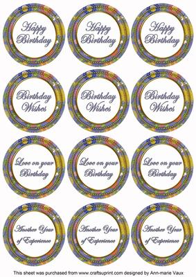 Dark Blue Lotus Colour Birthday Mix Sentiment Sheet