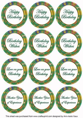 Dark Green Lotus Colour Birthday Mix Sentiment Sheet