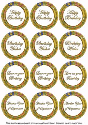 Gold Lotus Colour Birthday Mix Sentiment Sheet