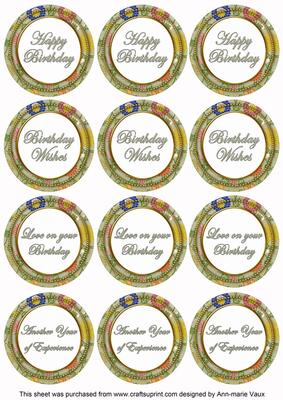 Olive Lotus Colour Birthday Mix Sentiment Sheet