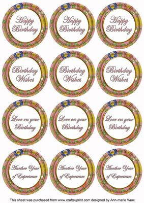 Pink Lotus Colour Birthday Mix Sentiment Sheet