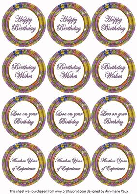 Purple Lotus Colour Birthday Mix Sentiment Sheet