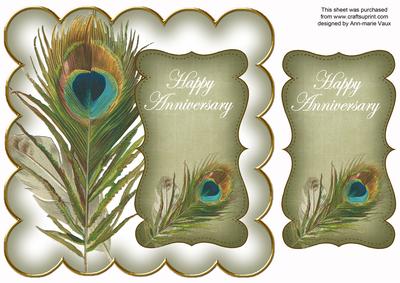 Olive Peacock Happy Anniversary 8in Scallop Topper