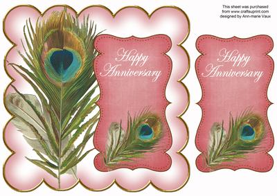 Pink Peacock Happy Anniversary 8in Scallop Topper