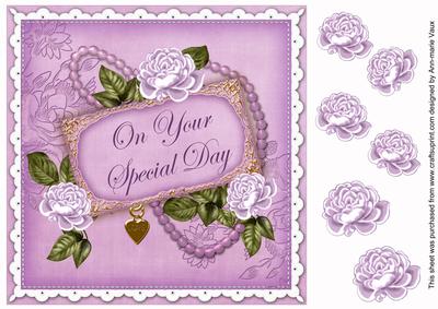 Lilac Rose Special Day 8in Decoupage Topper