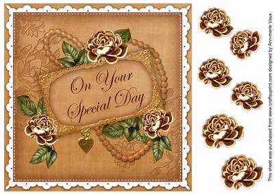Vtea Rose Special Day 8in Decoupage Topper