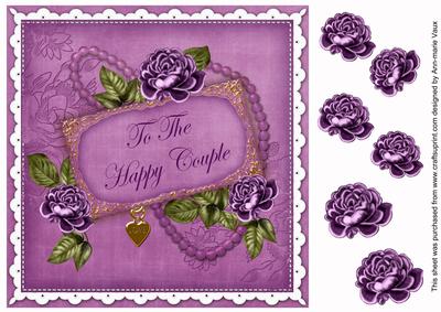 Purple Rose Happy Couple 8in Decoupage Topper