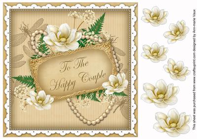 Cream Magnolia Happy Couple 8in Decoupage Topper