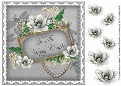 Silver Magnolia Happy Couple 8in Decoupage Topper