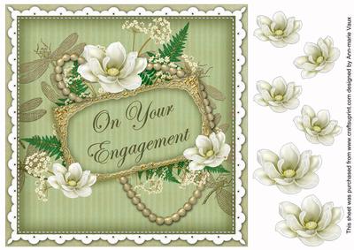 Olive Magnolia Your Engagement 8in Decoupage Topper